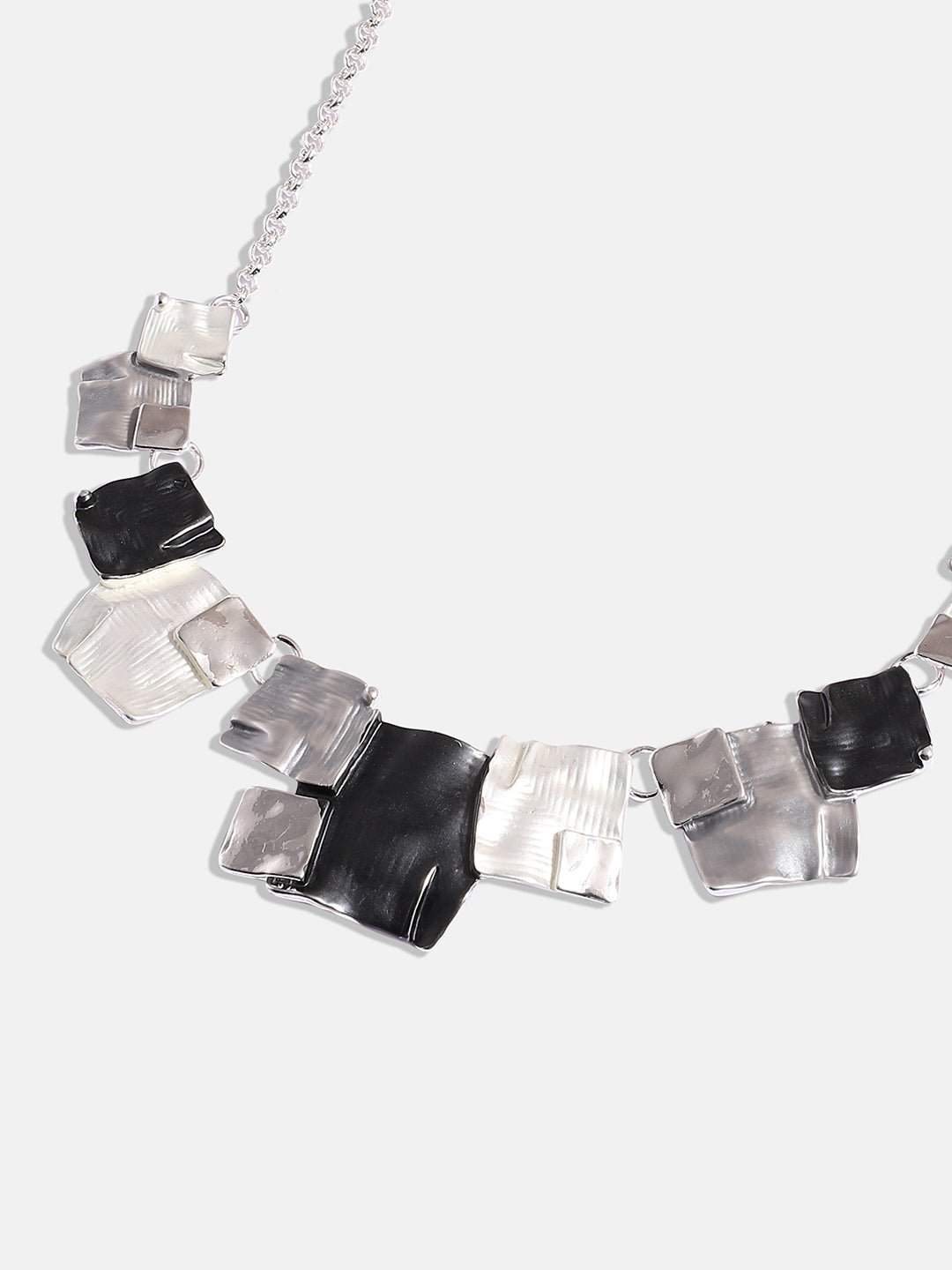 Silver-Plated Textured Square Jewellery Set