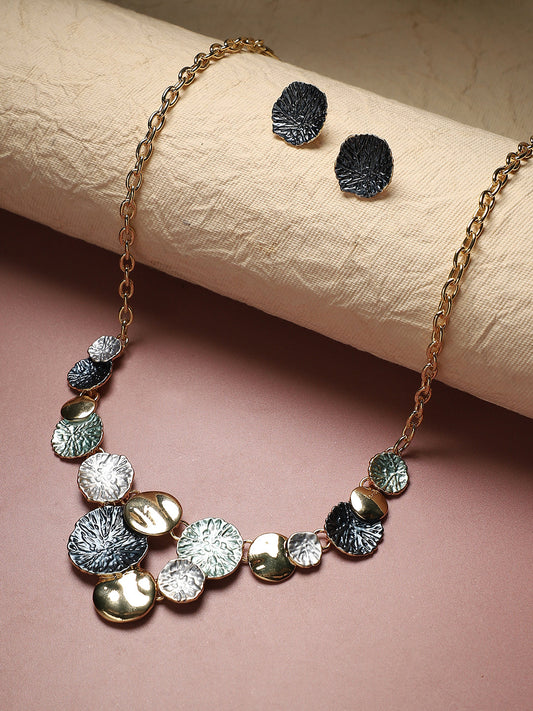 Gold-Plated Dented Jewellery Set