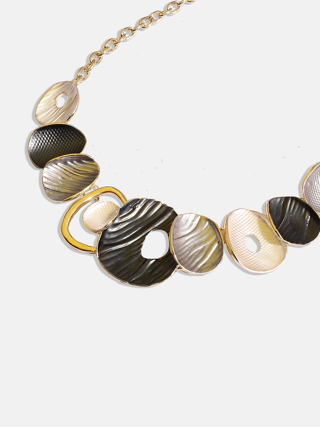 Gold-Plated Textured Abstract Jewellery Set