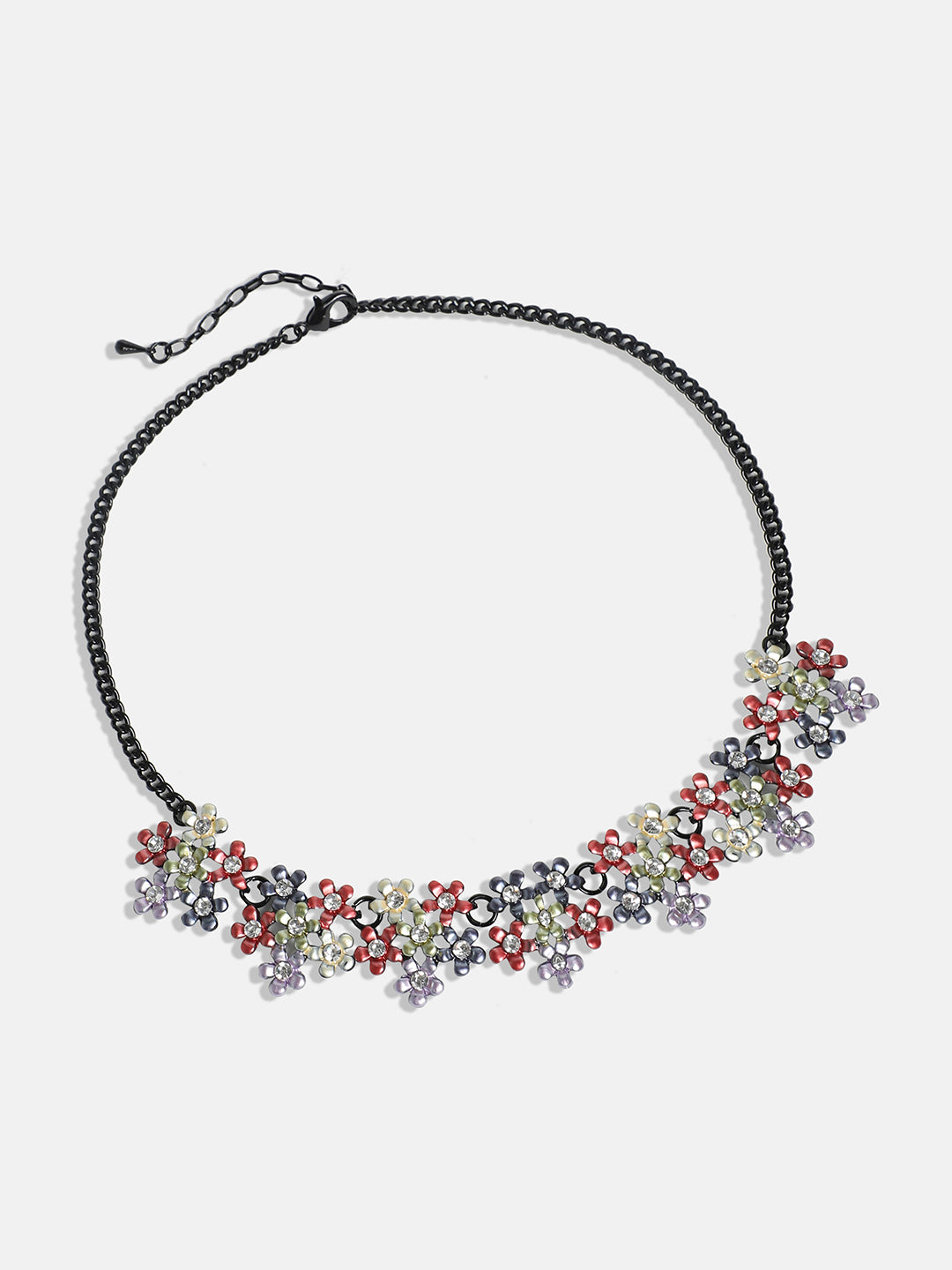 Silver-Plated Stone studded floral Jewellery Set