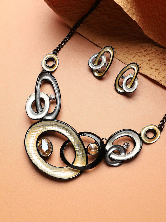 Textured Stone Studded Jewellery Set
