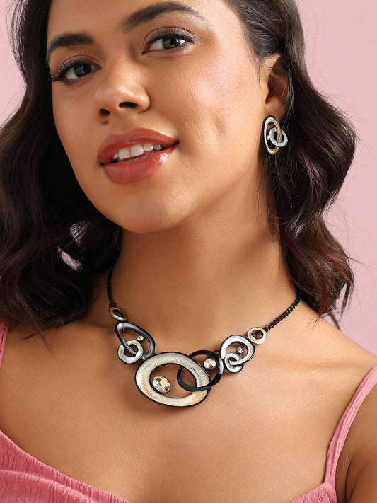 Textured Stone Studded Jewellery Set