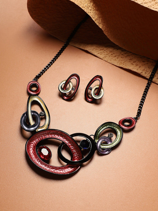Textured Stone Necklace Earrings