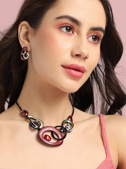 Textured Stone Necklace Earrings