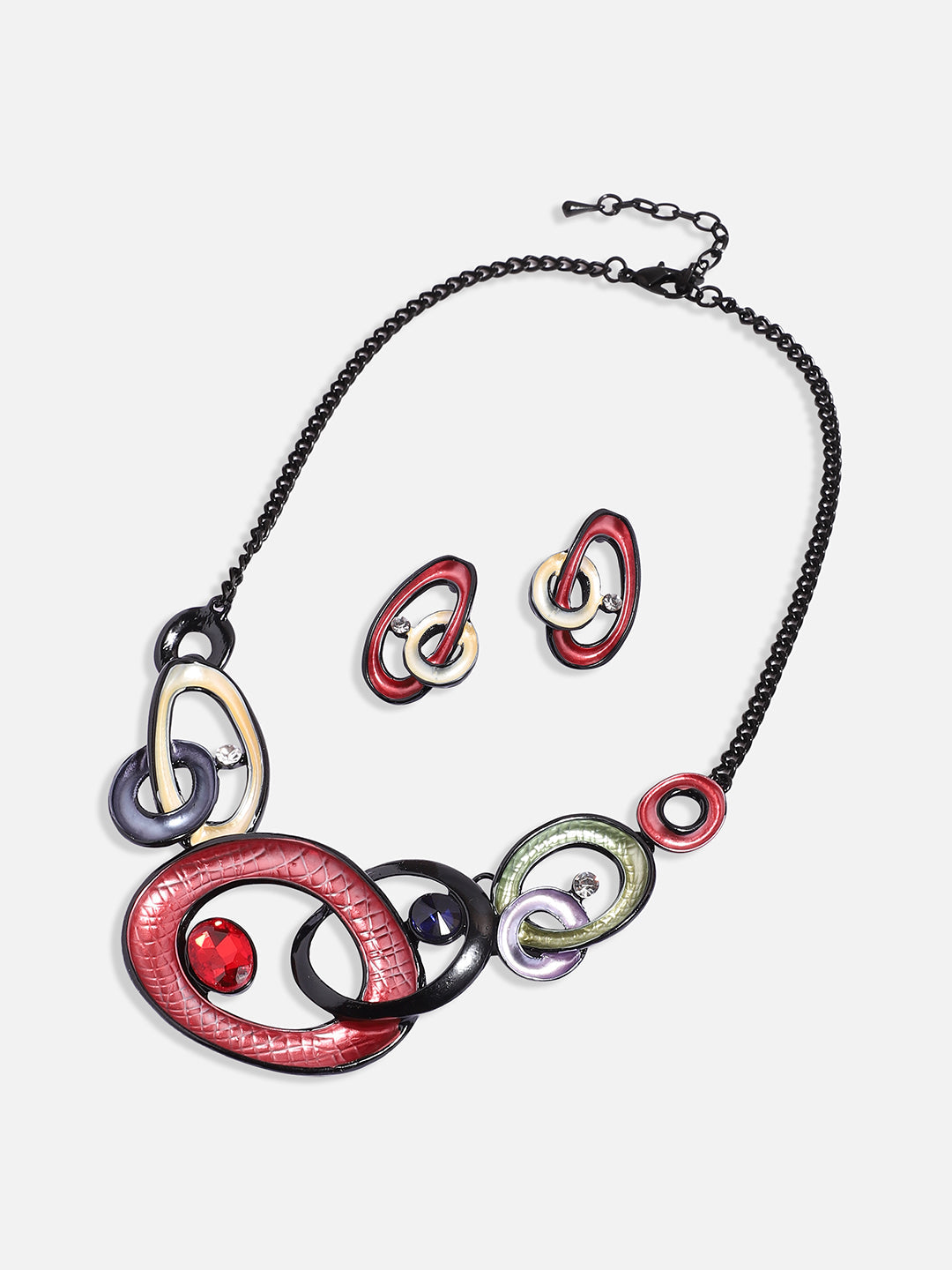Textured Stone Necklace Earrings