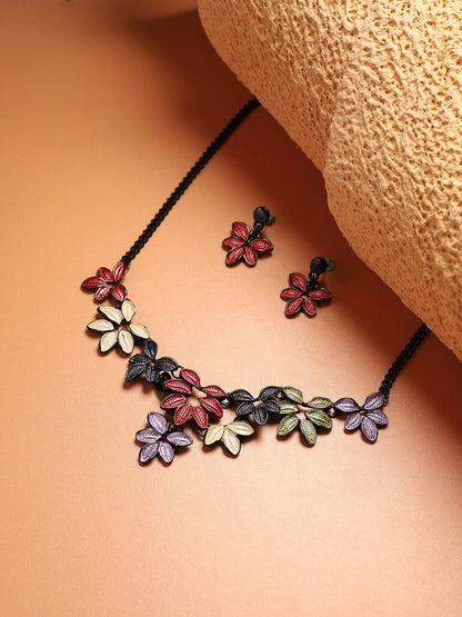 Foliage Necklace Earrings Jewellery Set