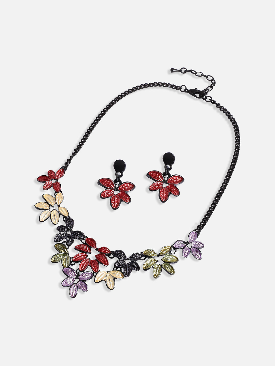 Foliage Necklace Earrings Jewellery Set