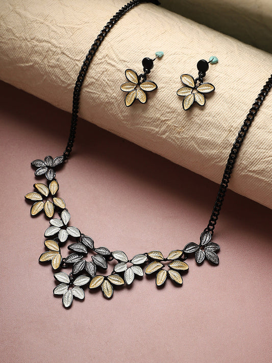 Foliage Necklace Earrings Jewellery Set