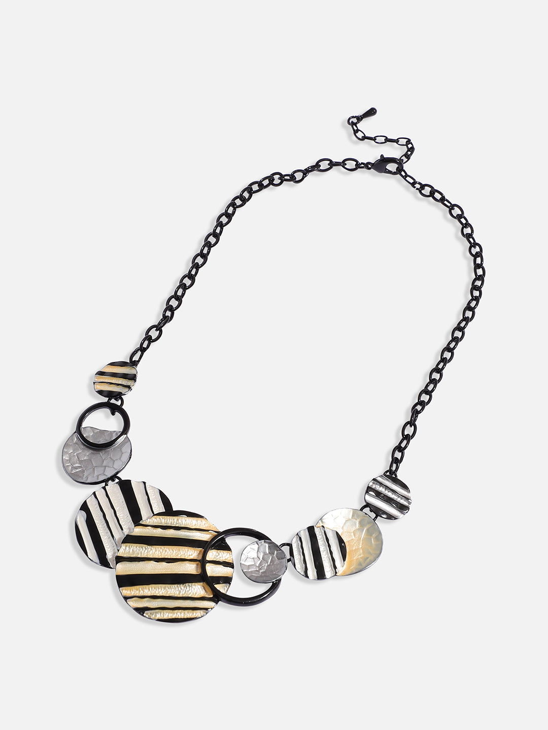 Textured Circular Necklace Earrings Jewellery Set