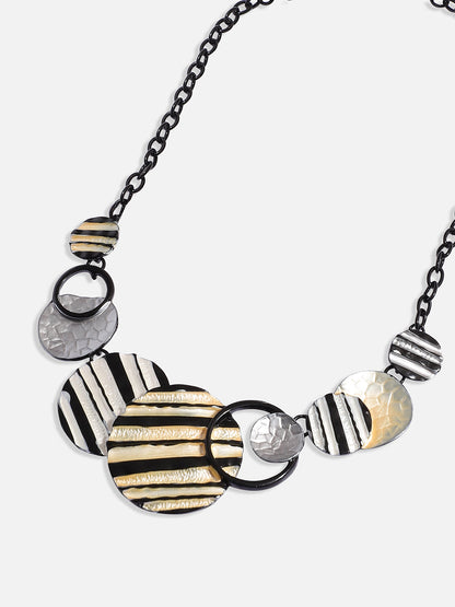 Textured Circular Necklace Earrings Jewellery Set