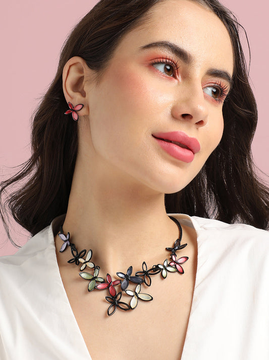 Butterfly Necklace Earrings Jewellery Set
