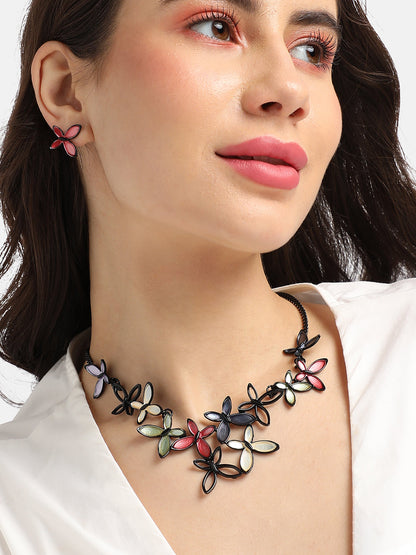 Butterfly Necklace Earrings Jewellery Set