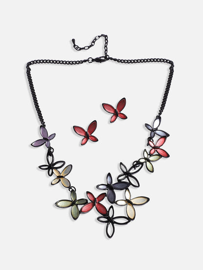 Butterfly Necklace Earrings Jewellery Set