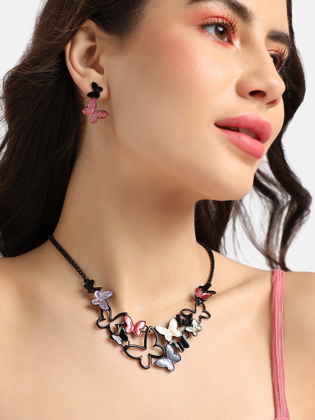 Butterfly Necklace Earrings Jewellery Set