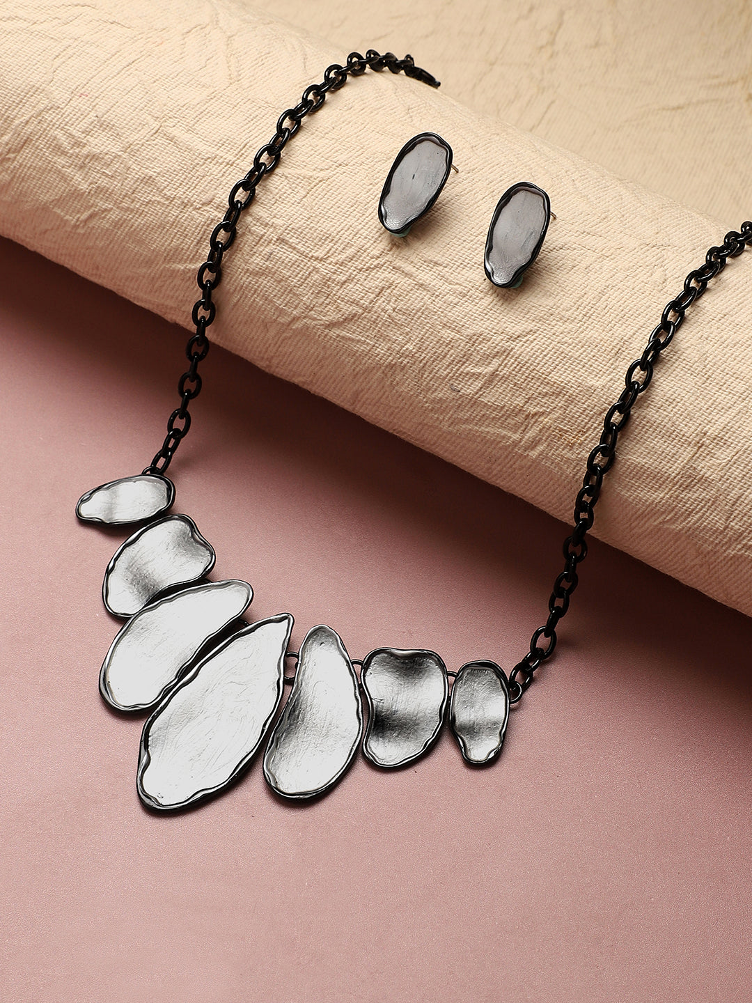 Silver-Plated Abstract Jewellery Set