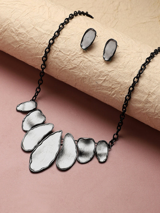 Silver-Plated Abstract Jewellery Set