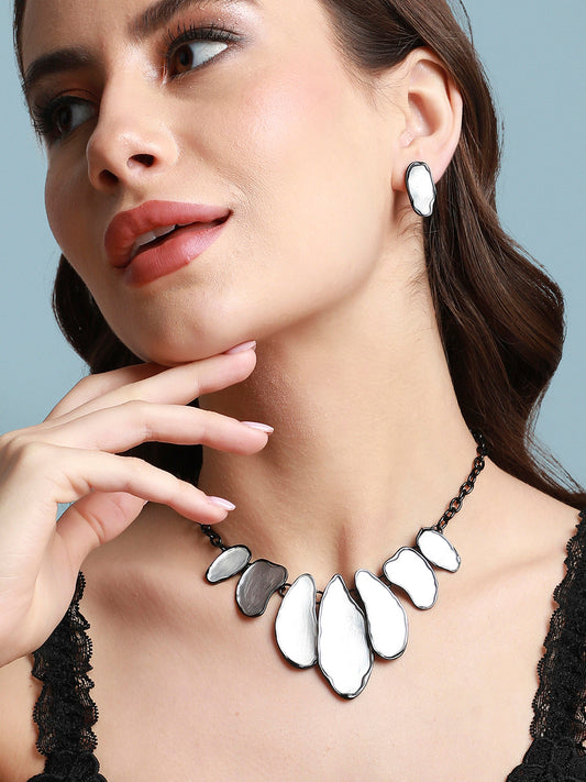 Silver-Plated Abstract Jewellery Set