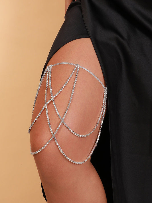 The Bijou Leg Chain - Crystal Silver-SOHILC6241
