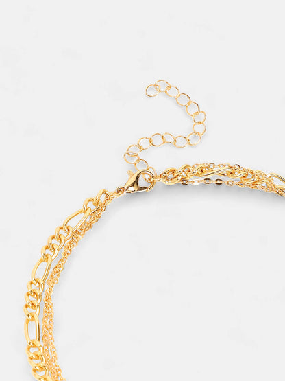 The Dented Charm Multi-Layer Necklace - Antique Gold-SOHINC6045