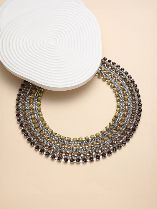 The Egyptian Bijou Statement Necklace - Ruby Red & Amber Yellow-SOHINC6048
