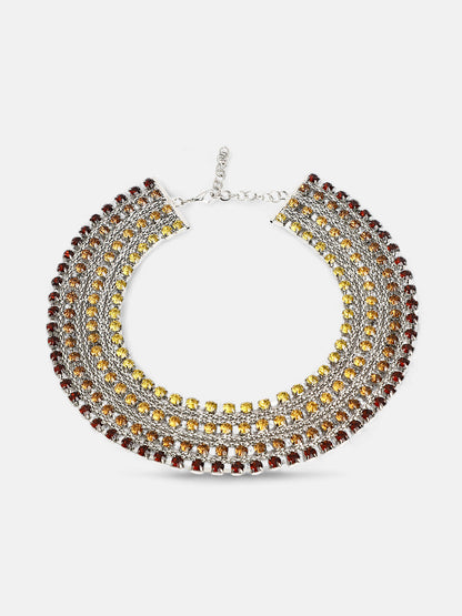 The Egyptian Bijou Statement Necklace - Ruby Red & Amber Yellow-SOHINC6048