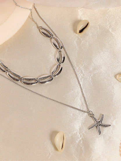 The Bahamas Multi-Layer Necklace - Metallic Silver-SOHINC6049