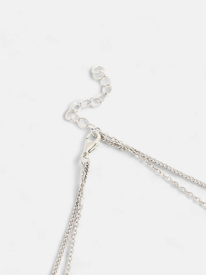 The Bahamas Multi-Layer Necklace - Metallic Silver-SOHINC6049