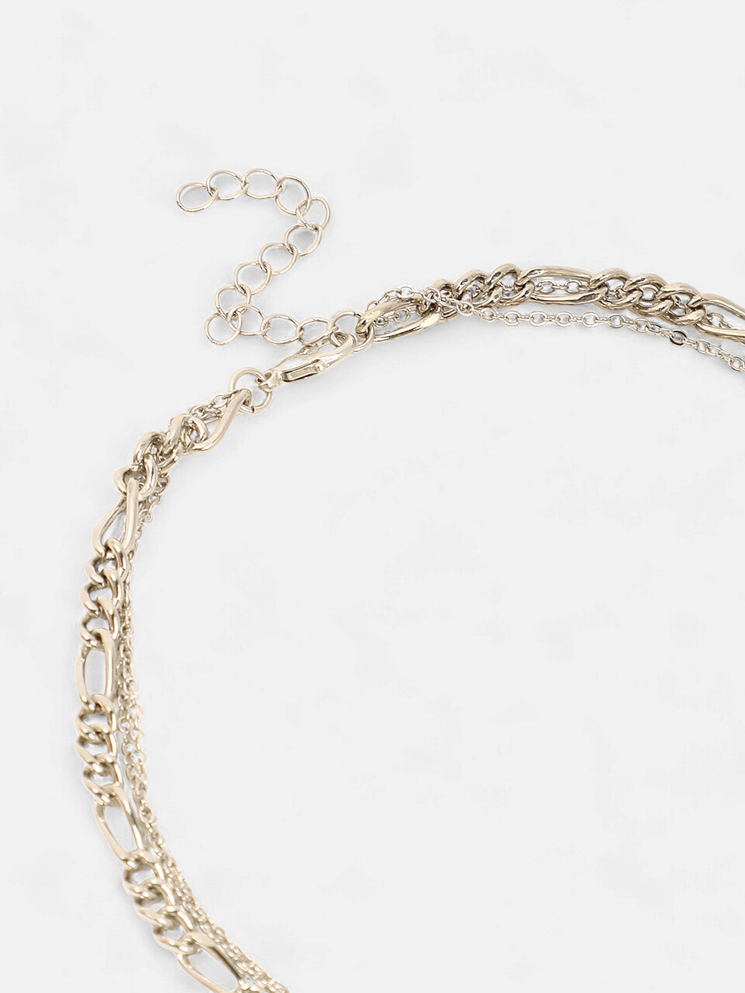 The Dented Charm Multi-Layer Necklace - Metallic Silver-SOHINC6050