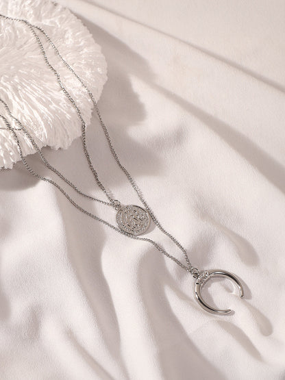 The Cosmo Multi-Layer Necklace - Metallic Silver-SOHINC6051