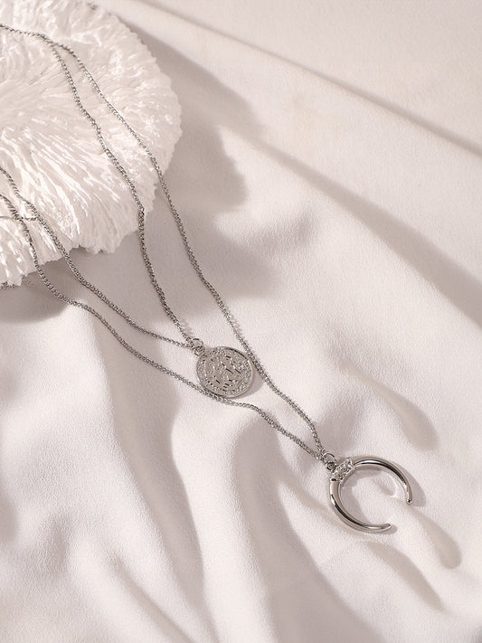 The Cosmo Multi-Layer Necklace - Metallic Silver-SOHINC6051