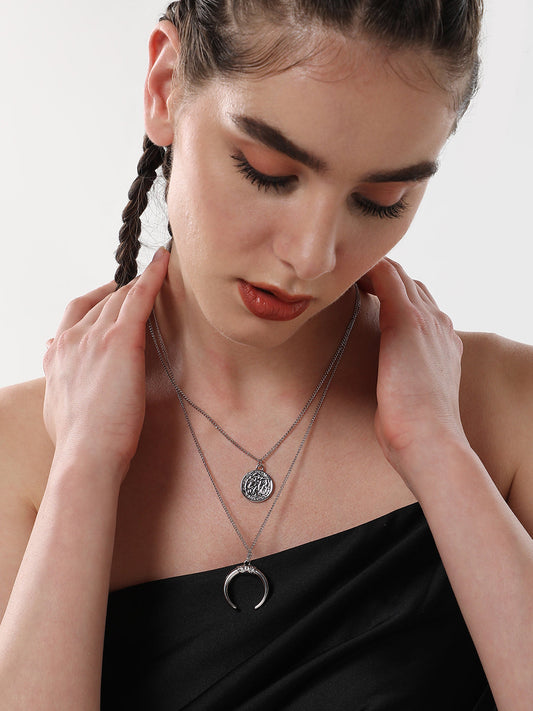 The Cosmo Multi-Layer Necklace - Metallic Silver-SOHINC6051