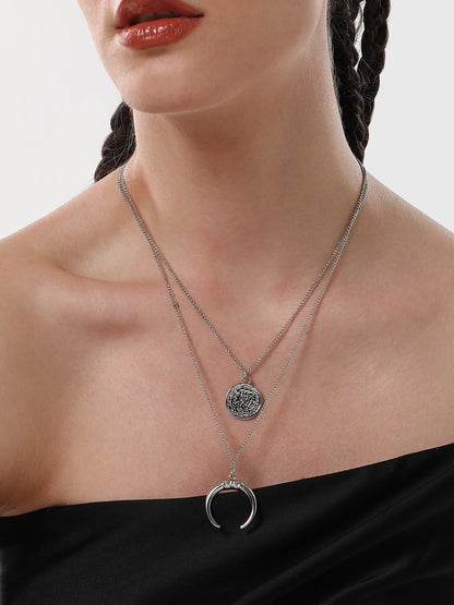 The Cosmo Multi-Layer Necklace - Metallic Silver-SOHINC6051