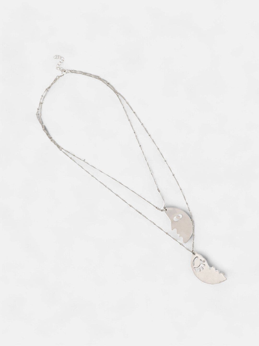 The Lovers Multi-Layer Necklace - Metallic Silver-SOHINC6053