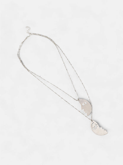 The Lovers Multi-Layer Necklace - Metallic Silver-SOHINC6053