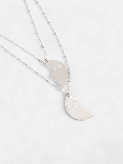 The Lovers Multi-Layer Necklace - Metallic Silver-SOHINC6053