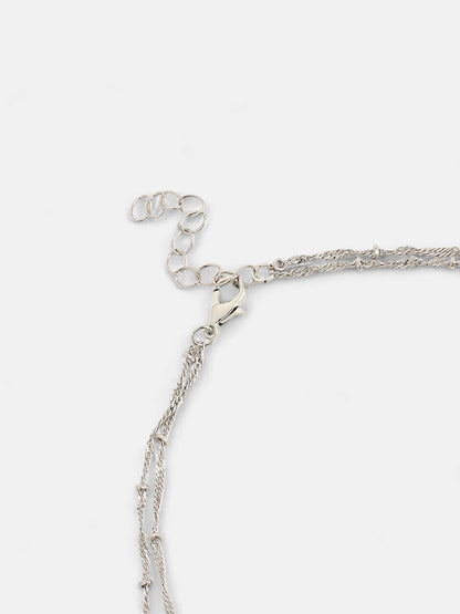 The Lovers Multi-Layer Necklace - Metallic Silver-SOHINC6053