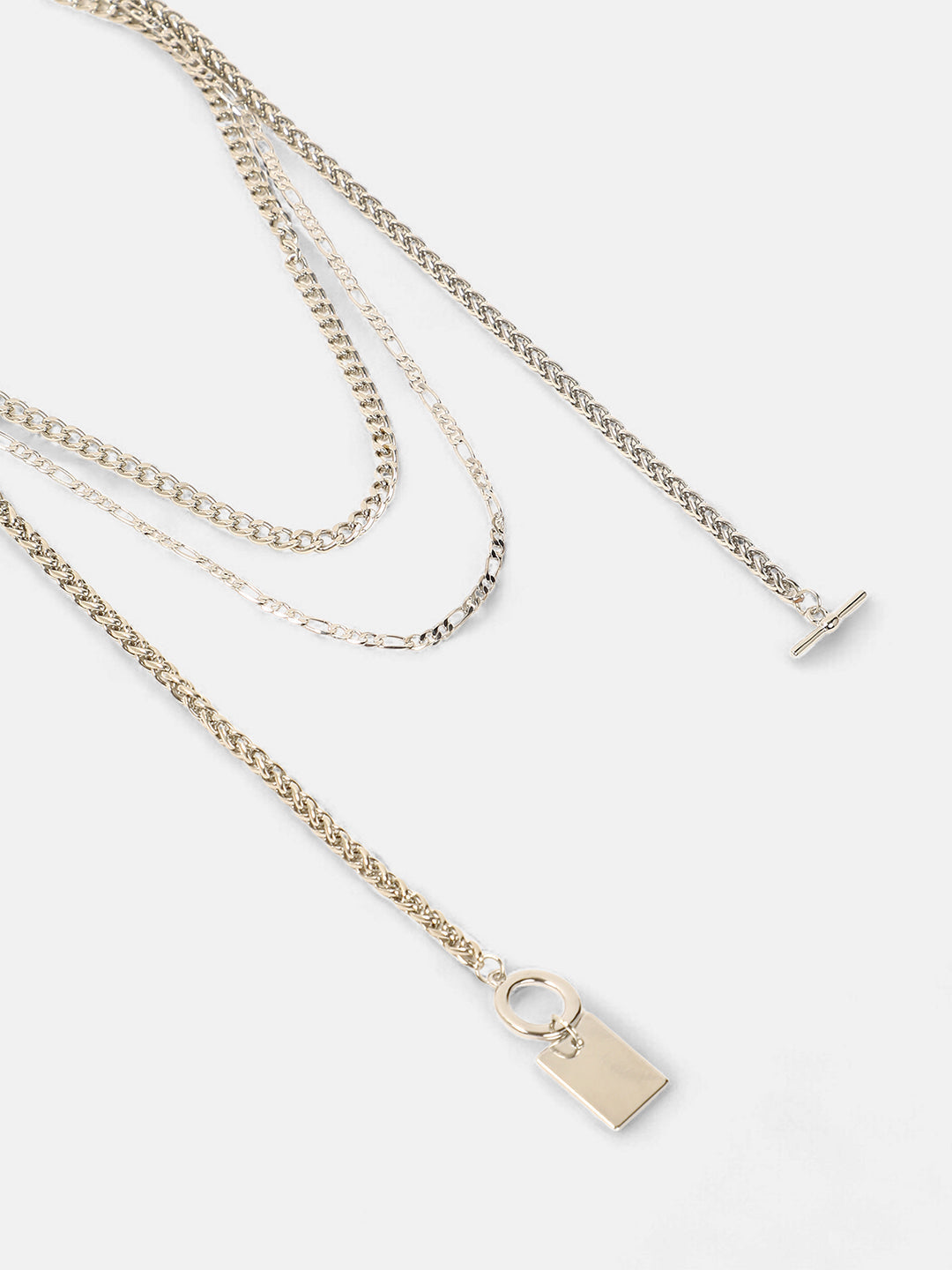 The Interlock Charm Multi-Layer Necklace - Metallic Silver-SOHINC6054