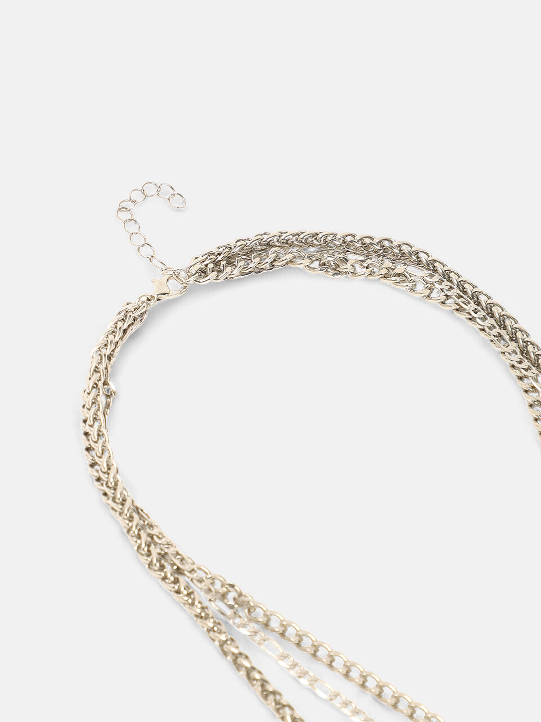 The Interlock Charm Multi-Layer Necklace - Metallic Silver-SOHINC6054