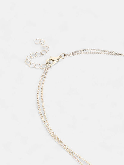 The Hanging Chain Bar Lariat Necklace - Metallic Silver-SOHINC6056