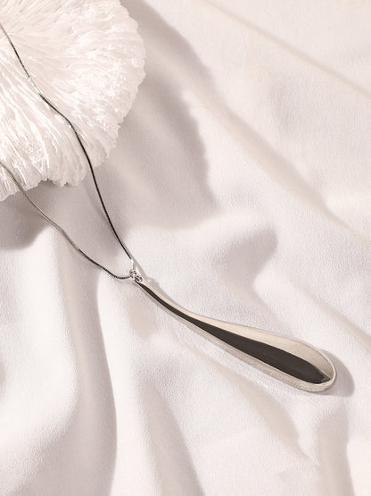 The Drip Pendant Necklace - Metallic Silver-SOHINC6057