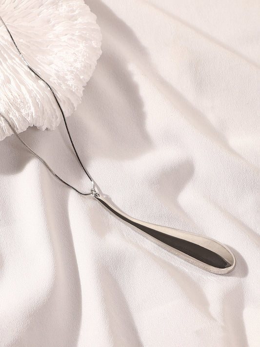 The Drip Pendant Necklace - Metallic Silver-SOHINC6057
