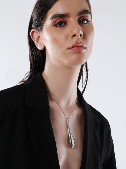 The Drip Pendant Necklace - Metallic Silver-SOHINC6057