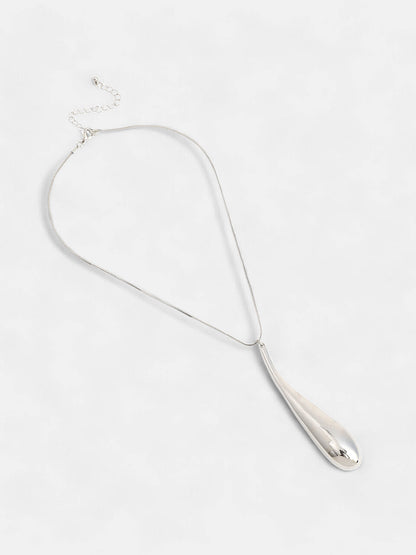 The Drip Pendant Necklace - Metallic Silver-SOHINC6057