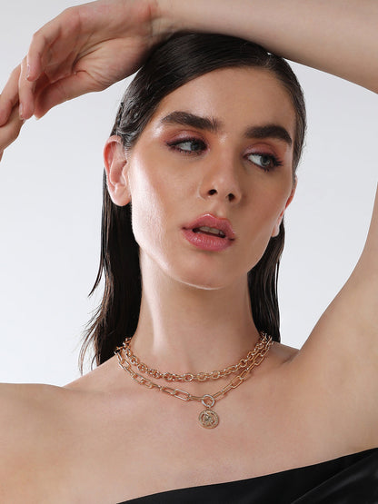 The Coin Chainlink Multi-Layer Necklace - California Gold-SOHINC6059