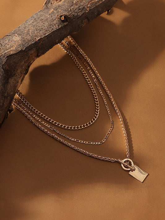 The Interlock Charm Multi-Layer Necklace - California Gold-SOHINC6062