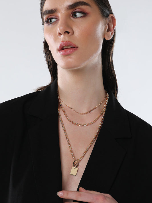 The Interlock Charm Multi-Layer Necklace - California Gold-SOHINC6062