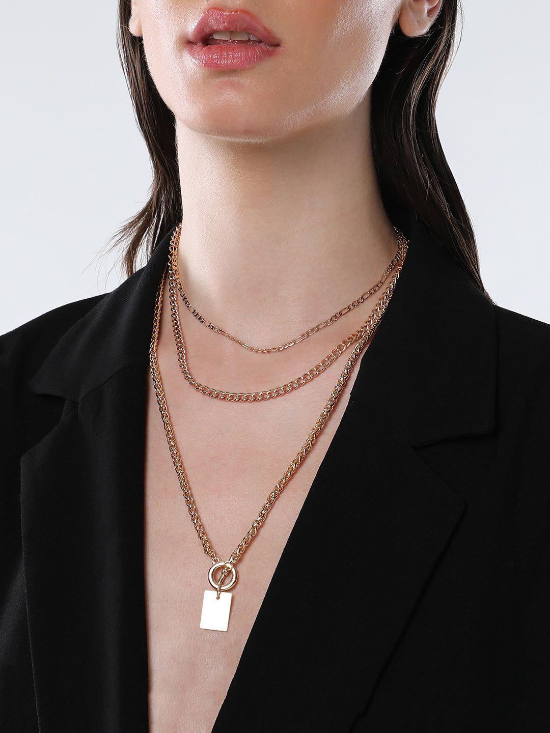 The Interlock Charm Multi-Layer Necklace - California Gold-SOHINC6062