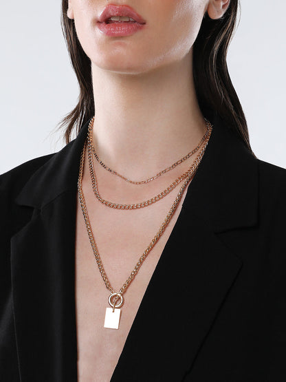 The Interlock Charm Multi-Layer Necklace - California Gold-SOHINC6062