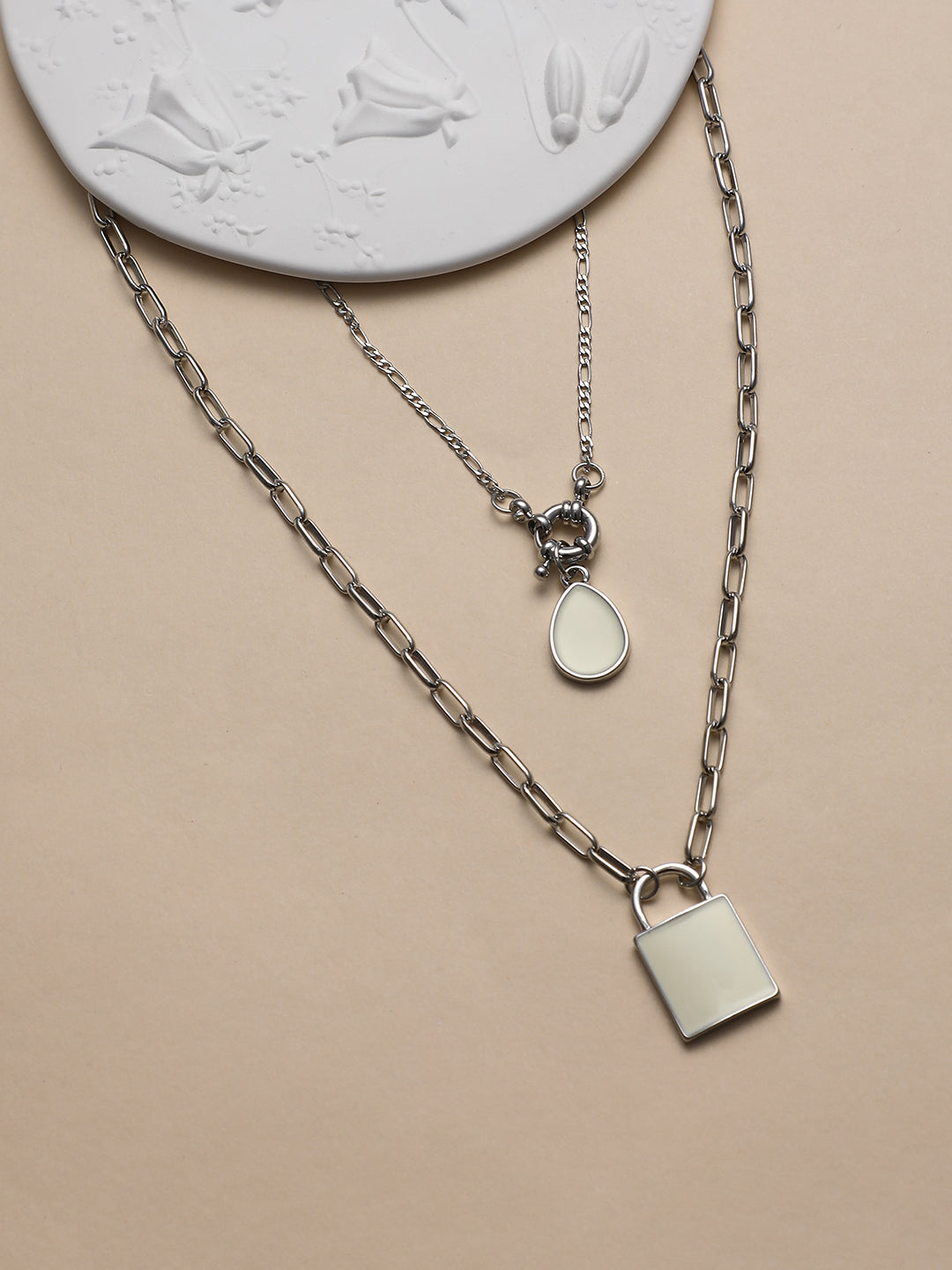 The Sailor's Multi-Layer Necklace - Metallic Silver-SOHINC6063