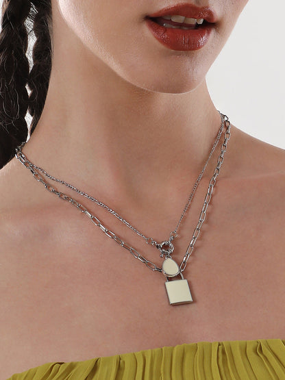 The Sailor's Multi-Layer Necklace - Metallic Silver-SOHINC6063